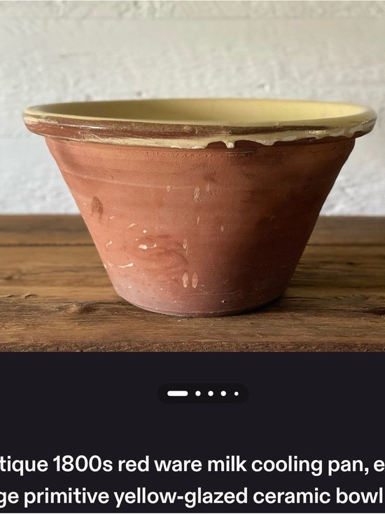 Antique Other - Ultra rare 1800s Antique red ward with Soft Yellow Glaze milk cooling pan